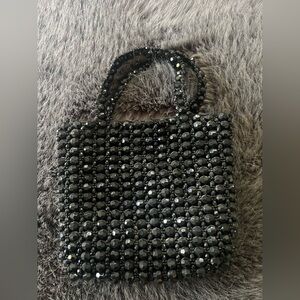 Neiman Marcus Tiny Elegant Black Beaded Evening Bag